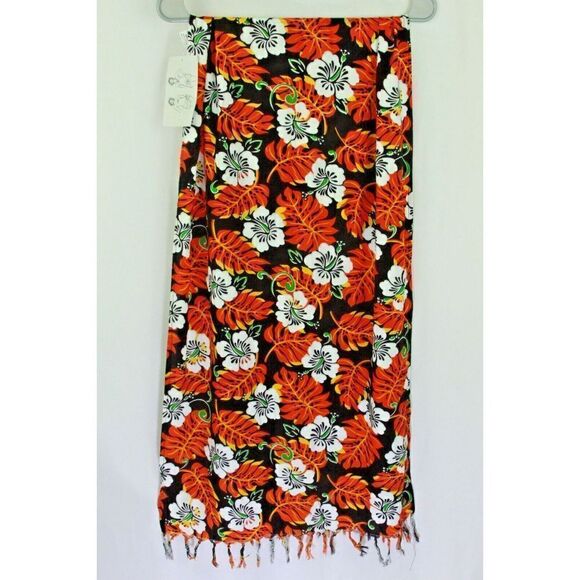 Tina's Creation Short Sarong Hibiscus Collection Hawaii Fringe Swim Coverup - Picture 1 of 5